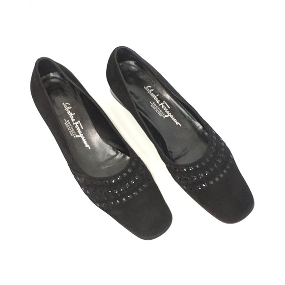 SALVATORE FERRAGAMO Black Suede Flat Shoe
